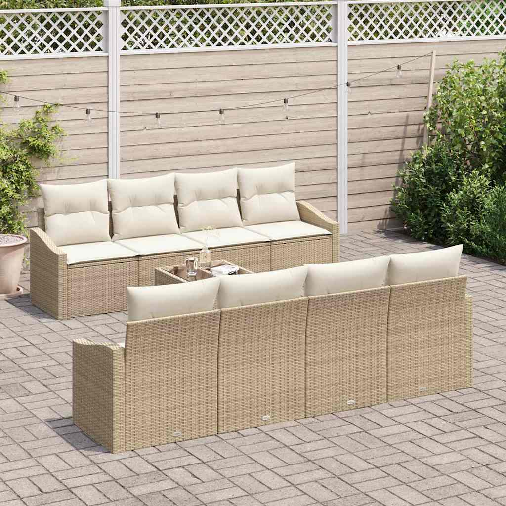 Garten-Sofa-Set 7 pcs Beige und Creme 55 x 55 x 37 cm